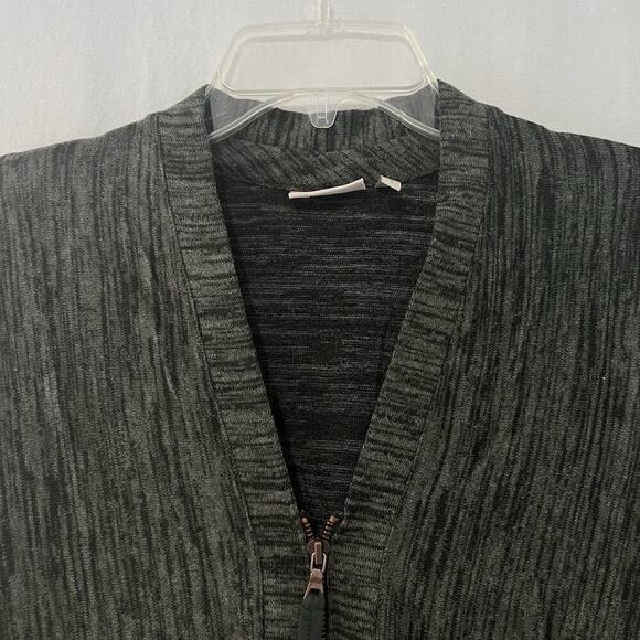 Logo Lori Goldstein Zip Front Cardigan Knit Sweater Small Sharkbite Hem Flowy - Picture 3 of 13
